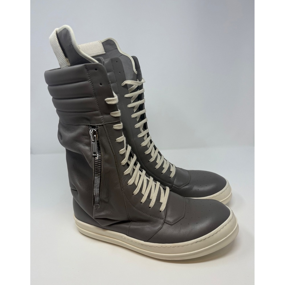 Rick Owens Cargobasket Leather Sneaker Grey/Milk Size 11 US 44 EU